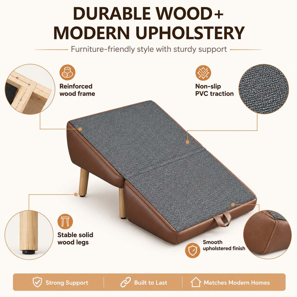 16" H Foldable Wooden Pet Stairs N228