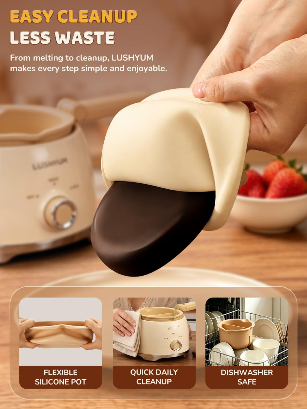 Electric Chocolate Melting Pot with 2 Insert Pots C654