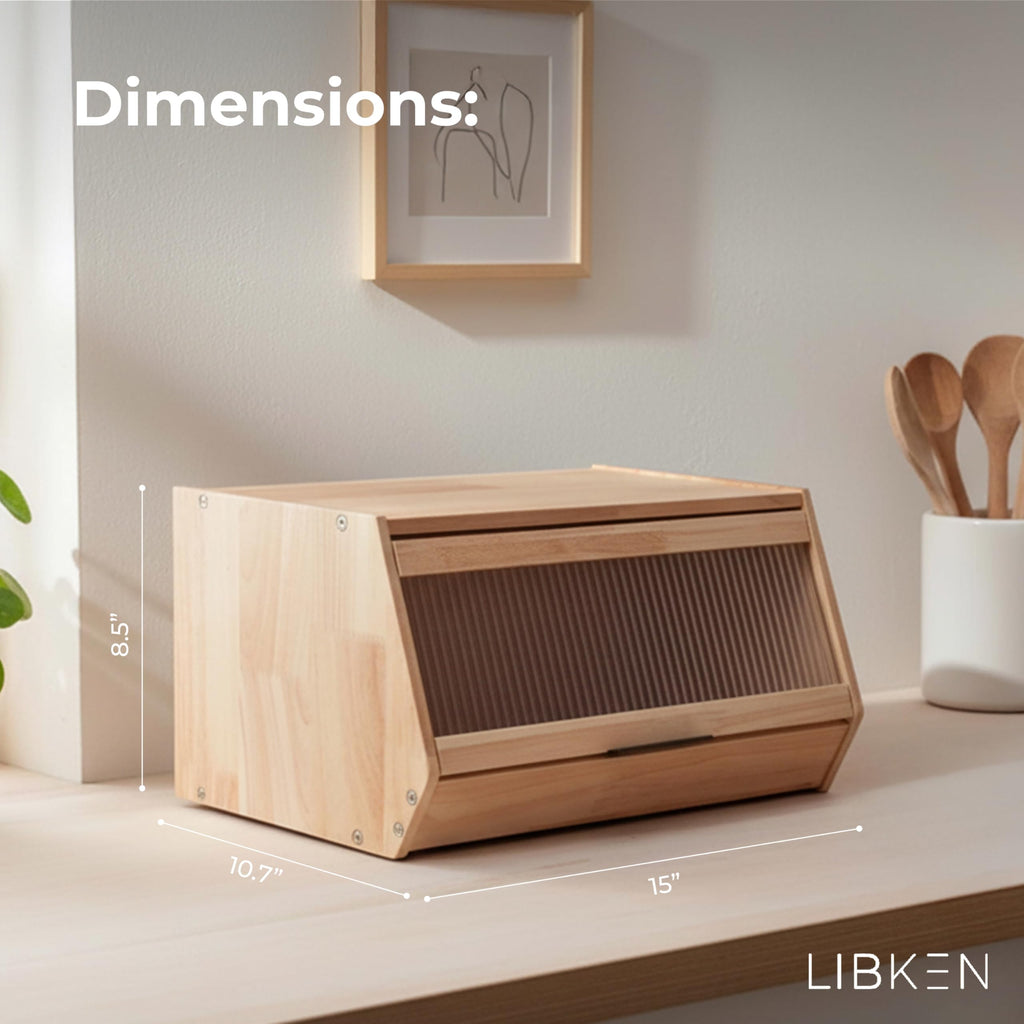 Wooden Bread Box with Plastic Lid F77770