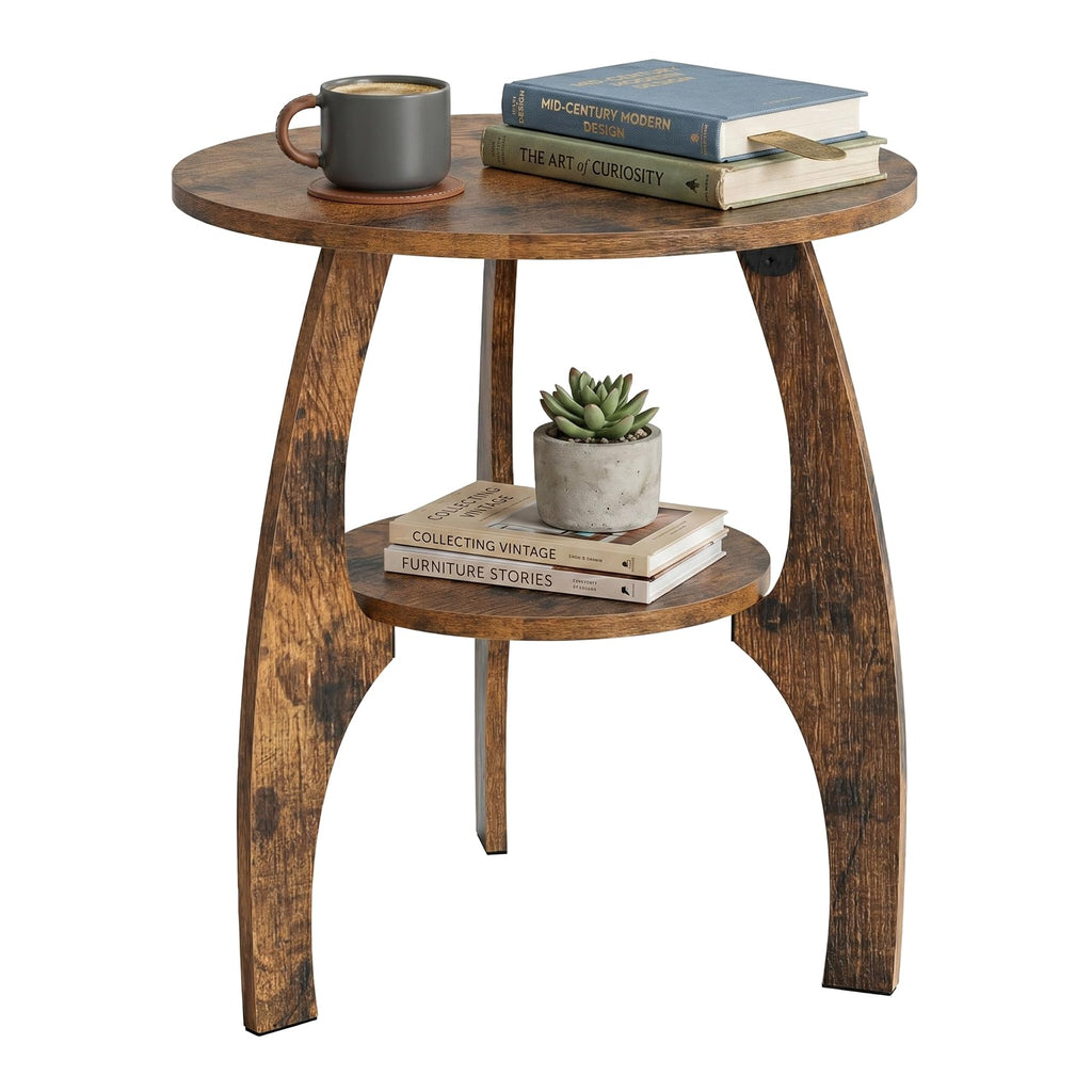 2-Tier Round Wood Side Table D9412