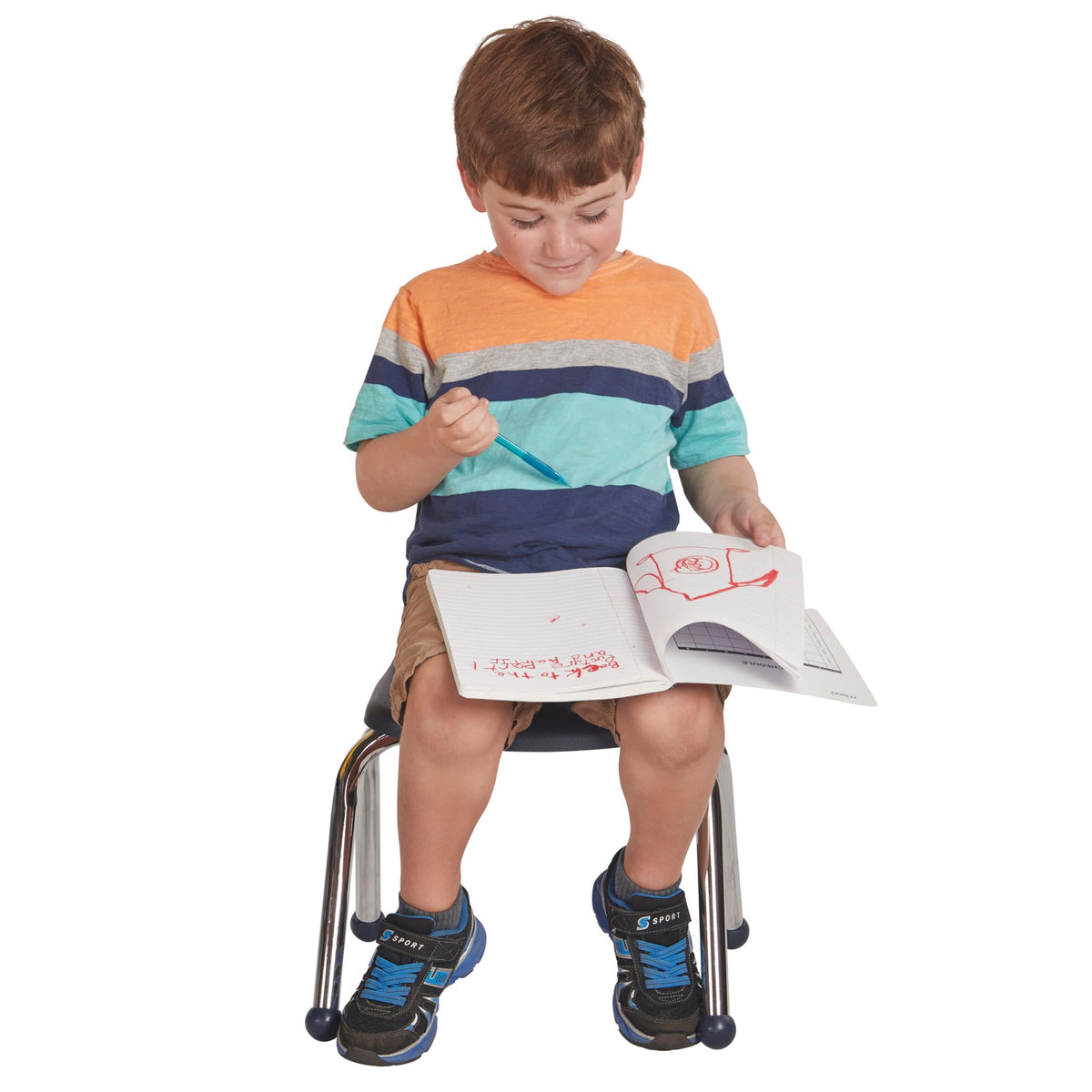 12" School Stack Chair with Ball Glides, Navy, 6-Pack A19300