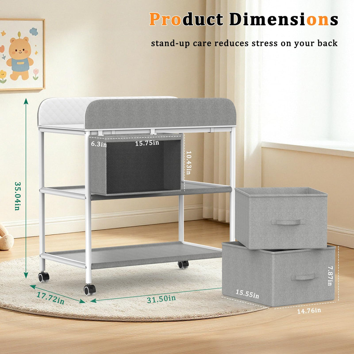 Portable Baby Changing Table with Wheels N511848