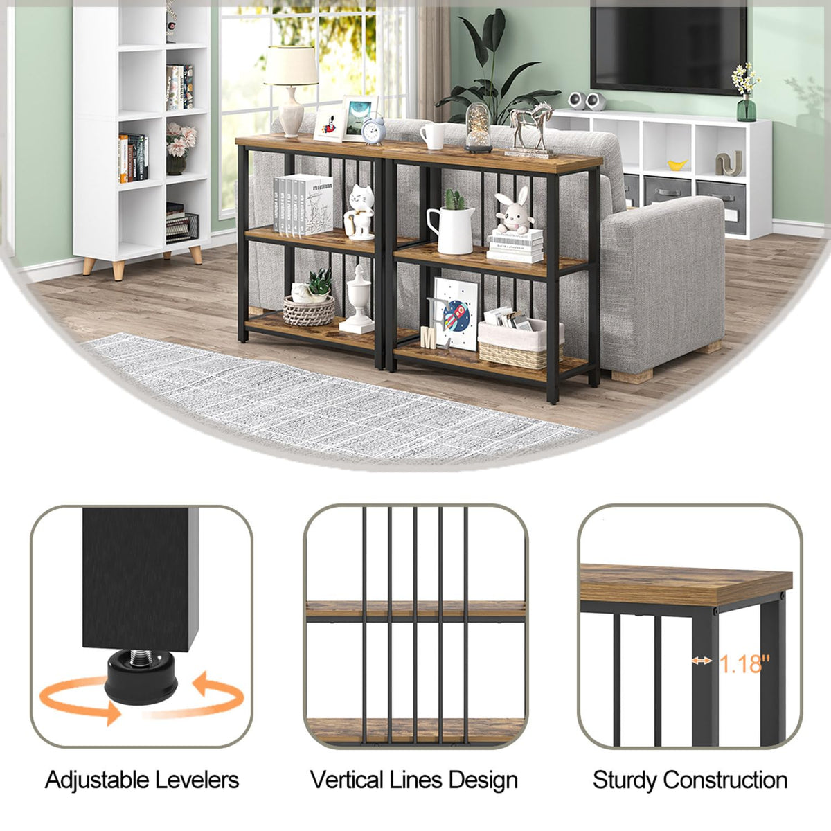 3 Tier Wood and Metal Bookshelf X257016