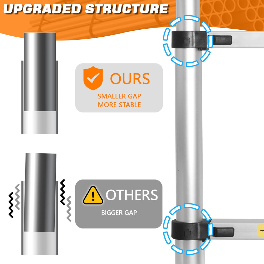 12.5 FT Aluminum Telescoping Ladder with 2 Hooks E158368