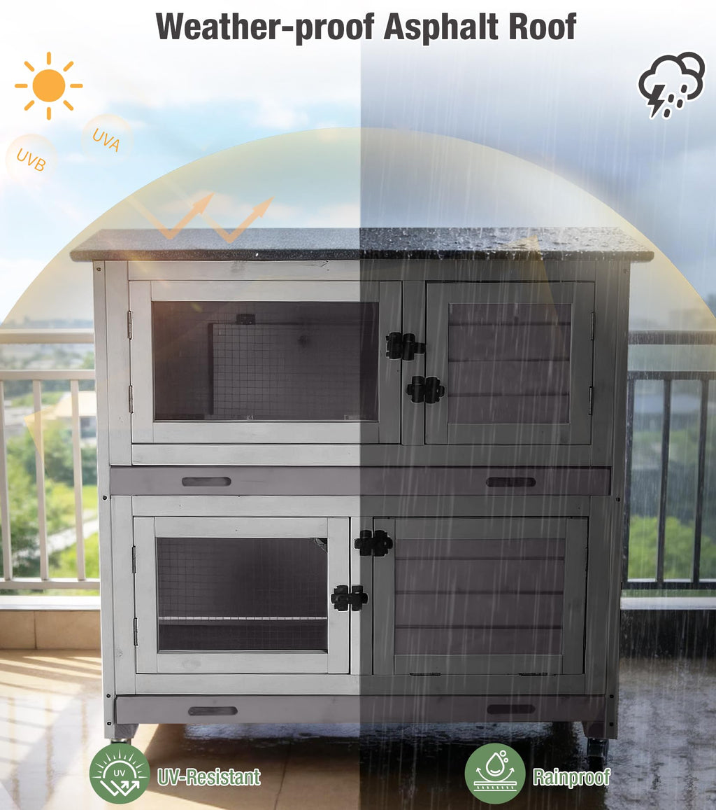 Two-Tier Guinea Pig Cage Rabbit Hutch with Ramp L748