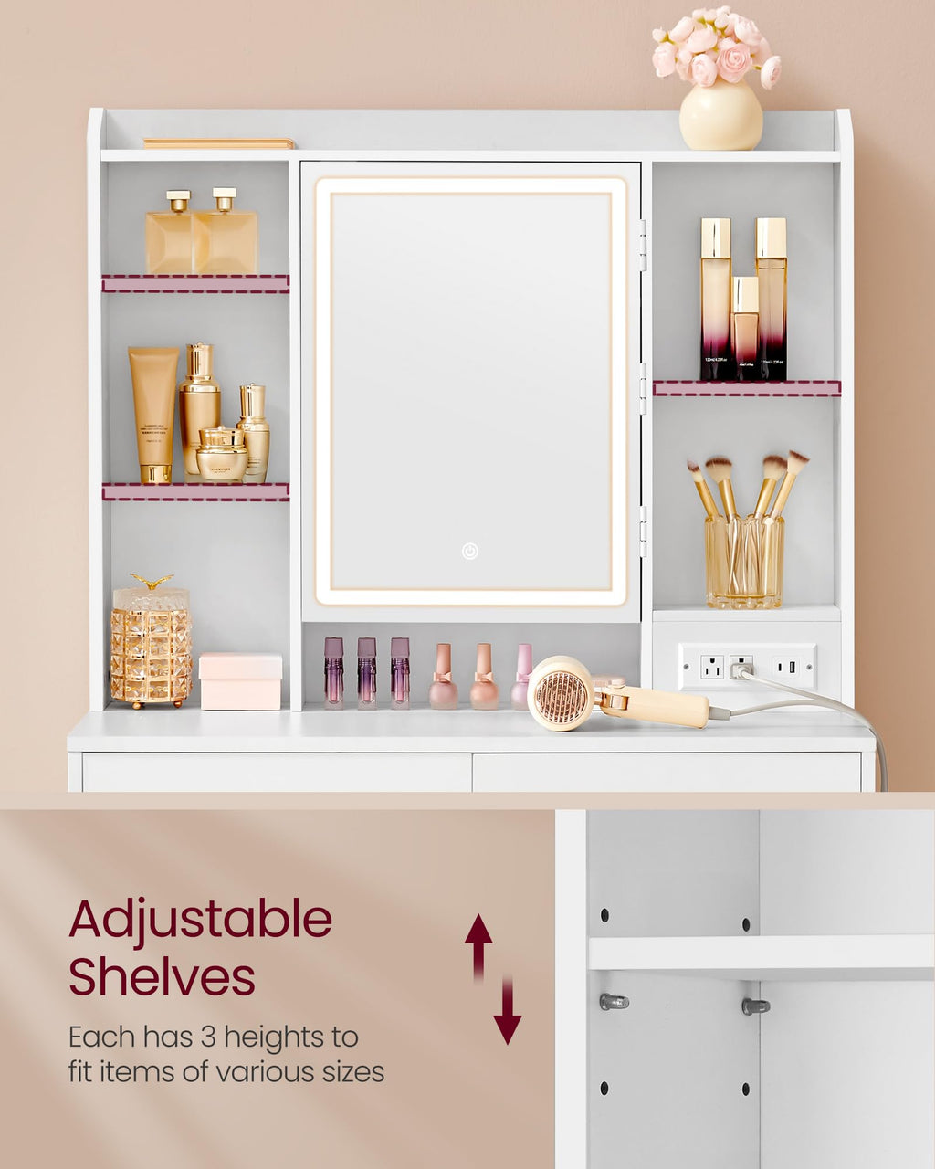 Vanity Desk with Mirror and Lights P652