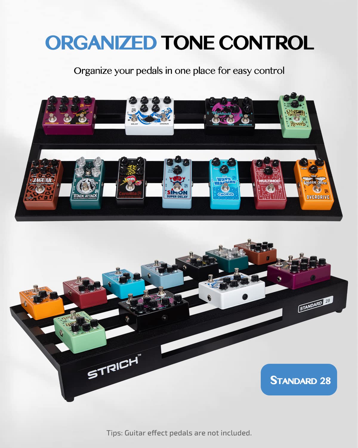 Aluminum Alloy Lightweight 28'' x 13.78'' Extra Large Guitar Pedal Board with Carry Bag G996