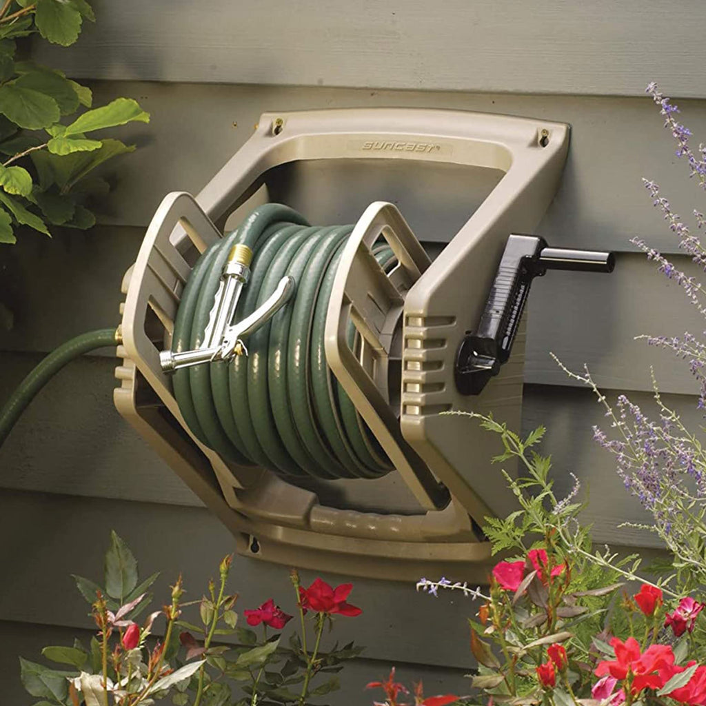 100 ft. Wall Mount Resin Garden Hose Reel with Lid F901