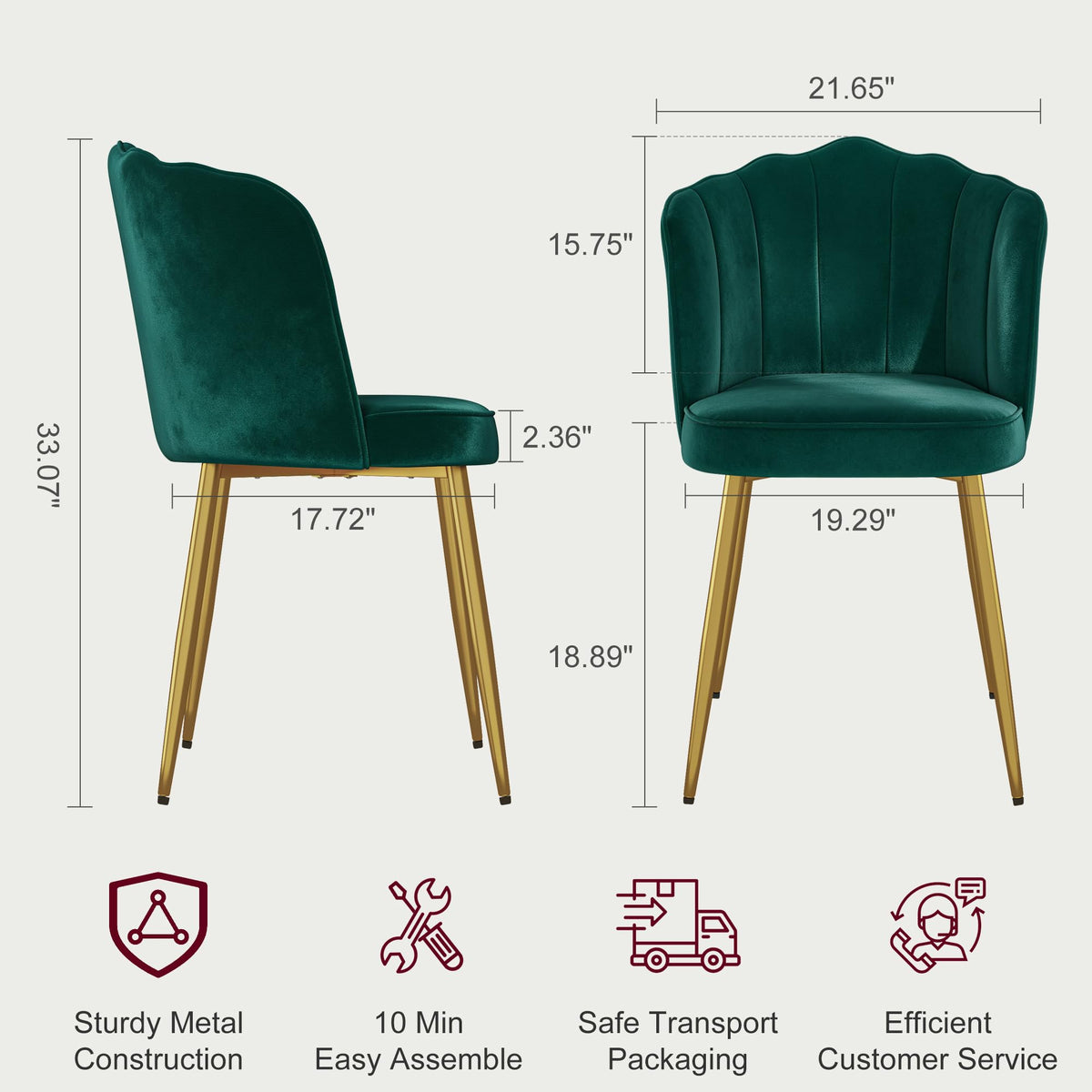 Velvet Dining Chairs Set of 2 Green S364526