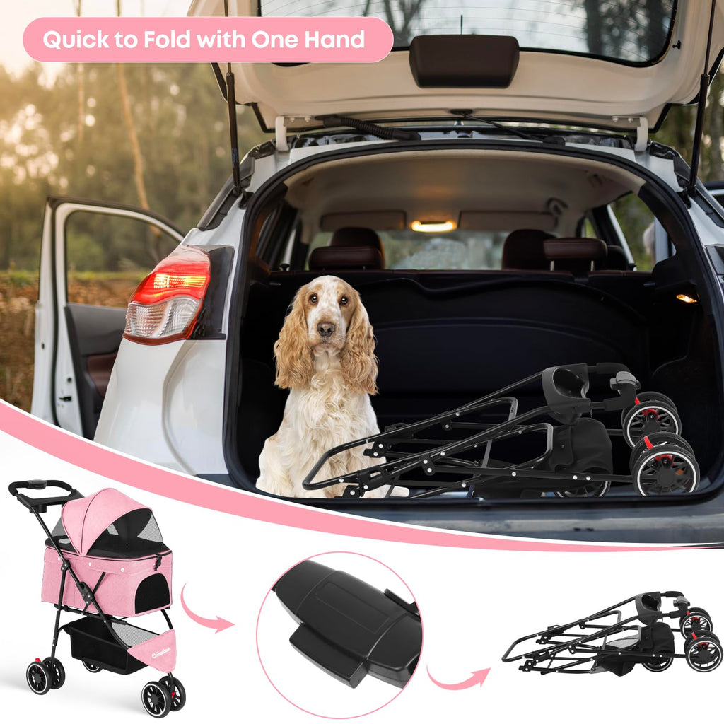 Pink 3 Wheels Pet Stroller U21498