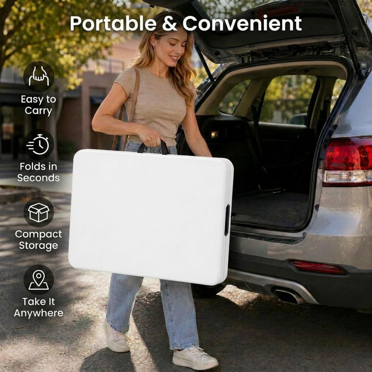 Set of 2 White 6 FT Folding Plastic Table A355