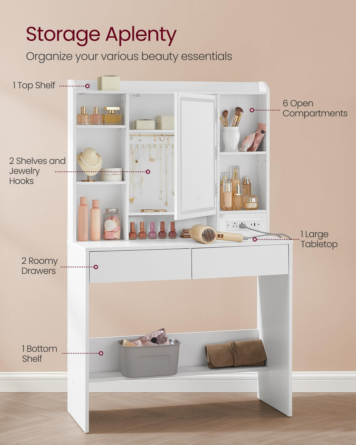 Vanity Desk with Mirror and Lights P652