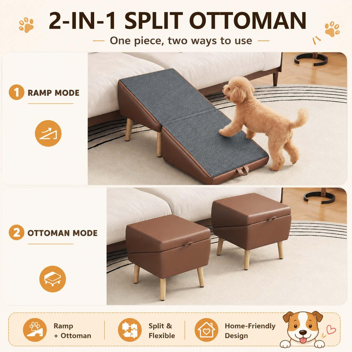 16" H Foldable Wooden Pet Stairs N228
