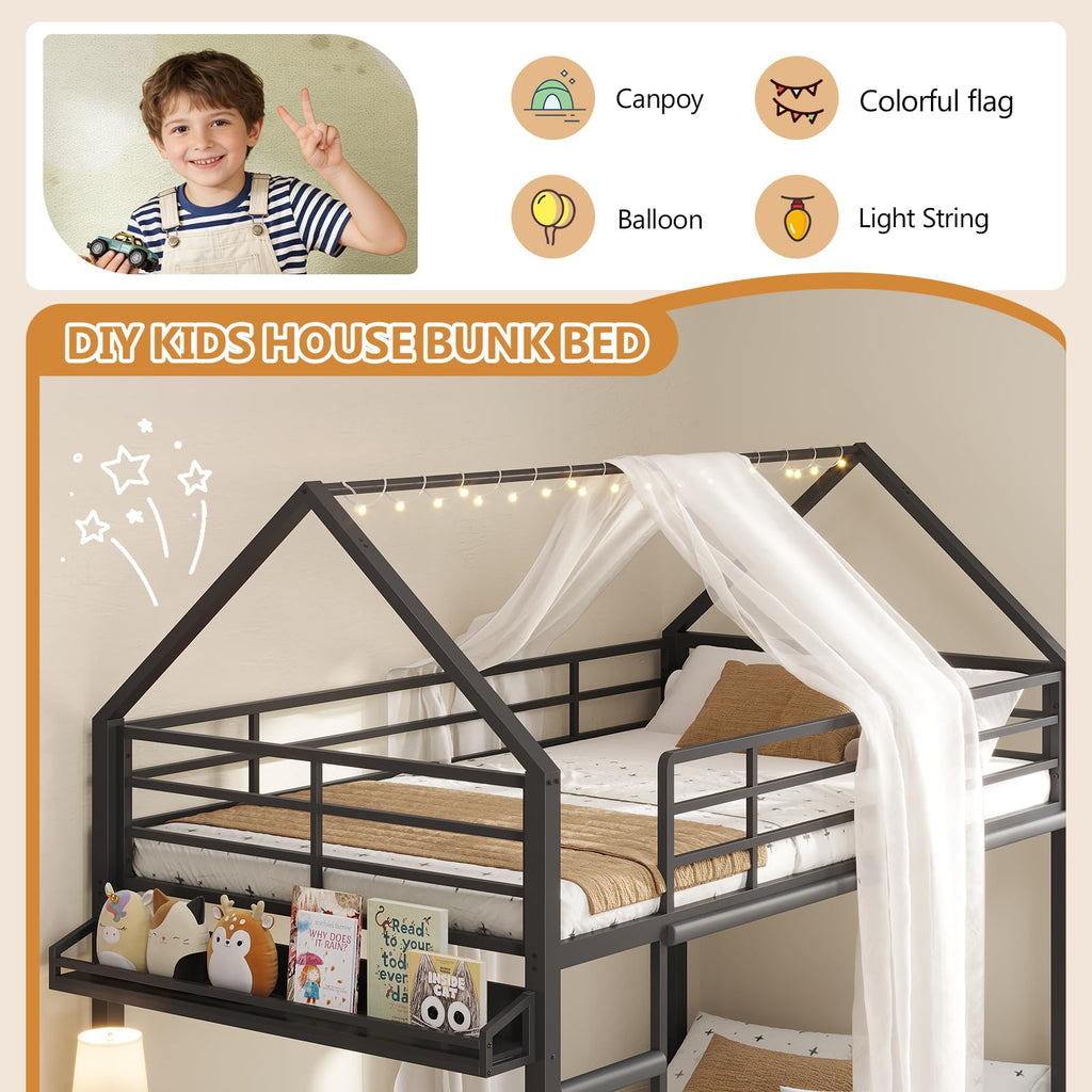 Twin Over Twin Bunk Bed with Desk and Drawers N2581