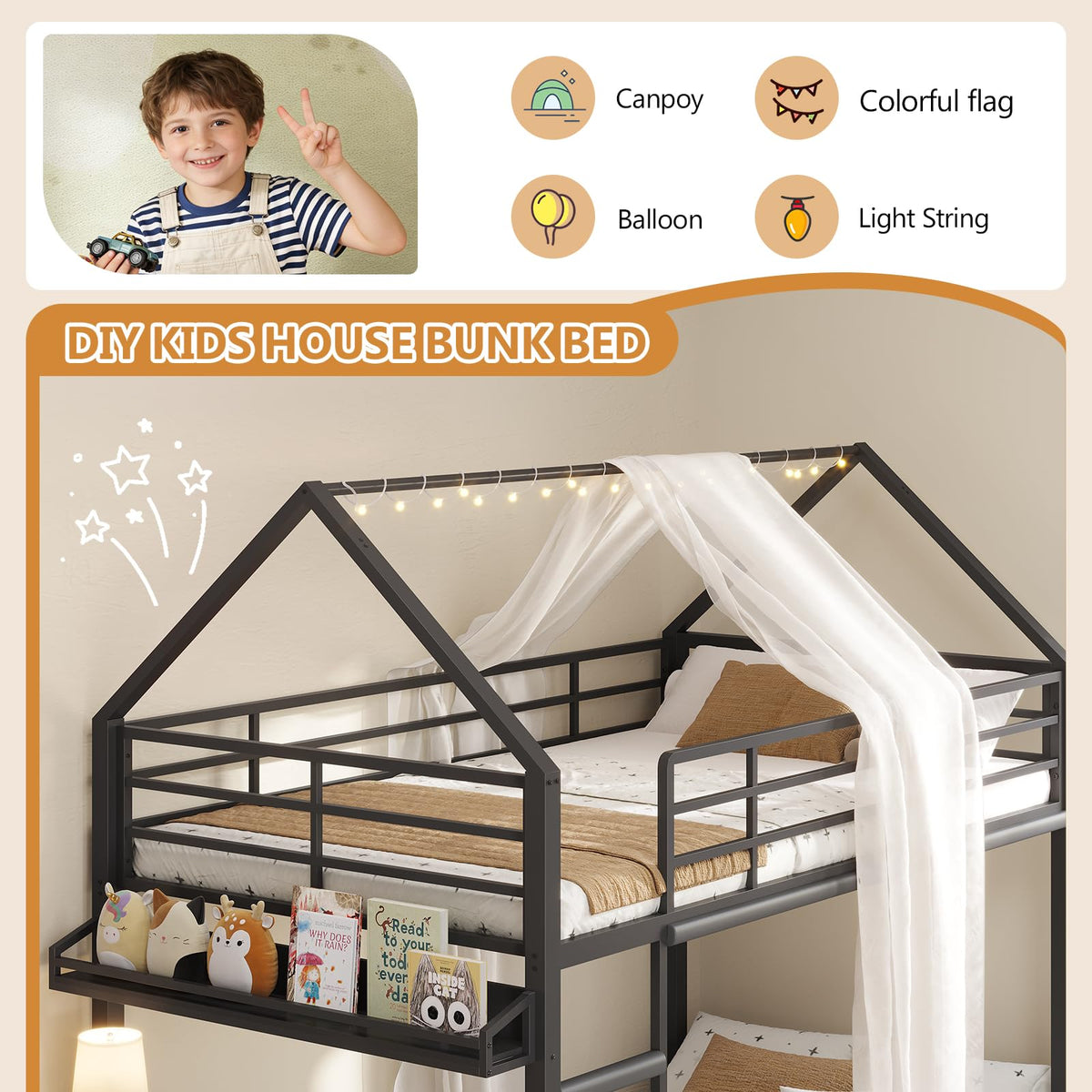 Twin Over Twin Bunk Bed with Desk and Drawers N2581
