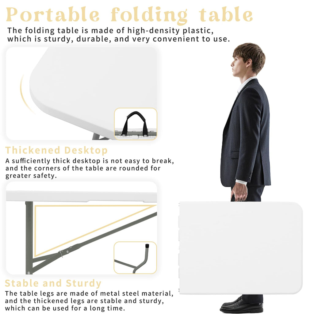 Set of 2 White 6 FT Folding Plastic Table A355
