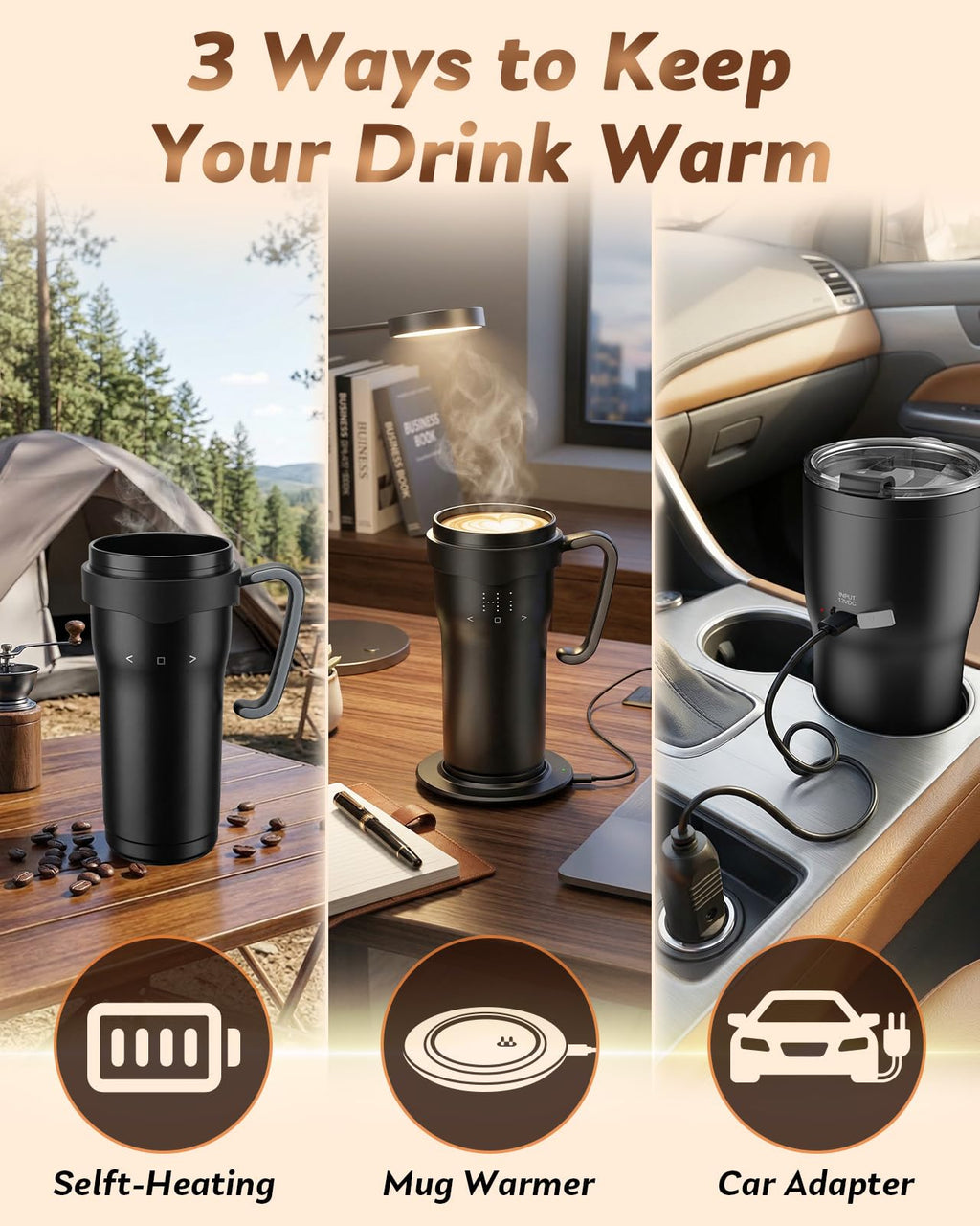 16oz Temperature Control Rechargeable Heated Mug F15358