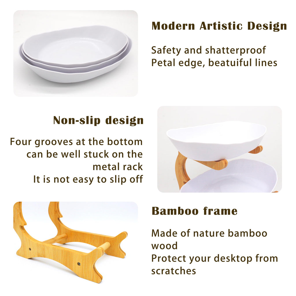 3 Tier Plastic Fruit Bowl with Bamboo Stand X2714