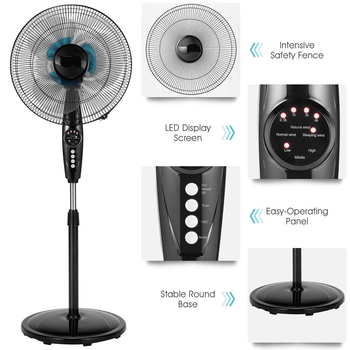 18 Inches Oscillating Pedestal Fan with Remote Control G276
