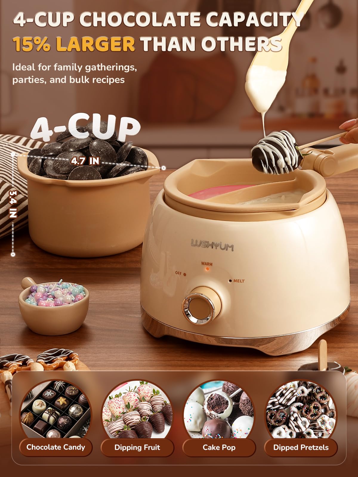 Electric Chocolate Melting Pot with 2 Insert Pots C654