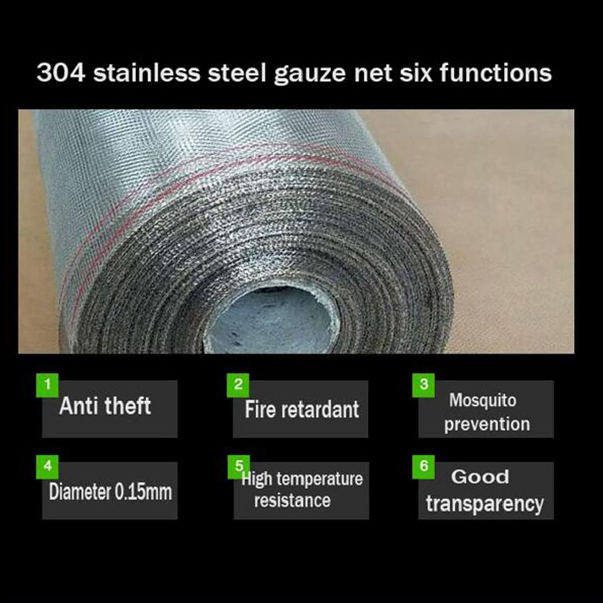 304 Stainless Steel Woven Wire Mesh Window Screen L327278