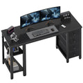 Black 55 inch Gaming Desk with 4 Drawers and Shelves B927