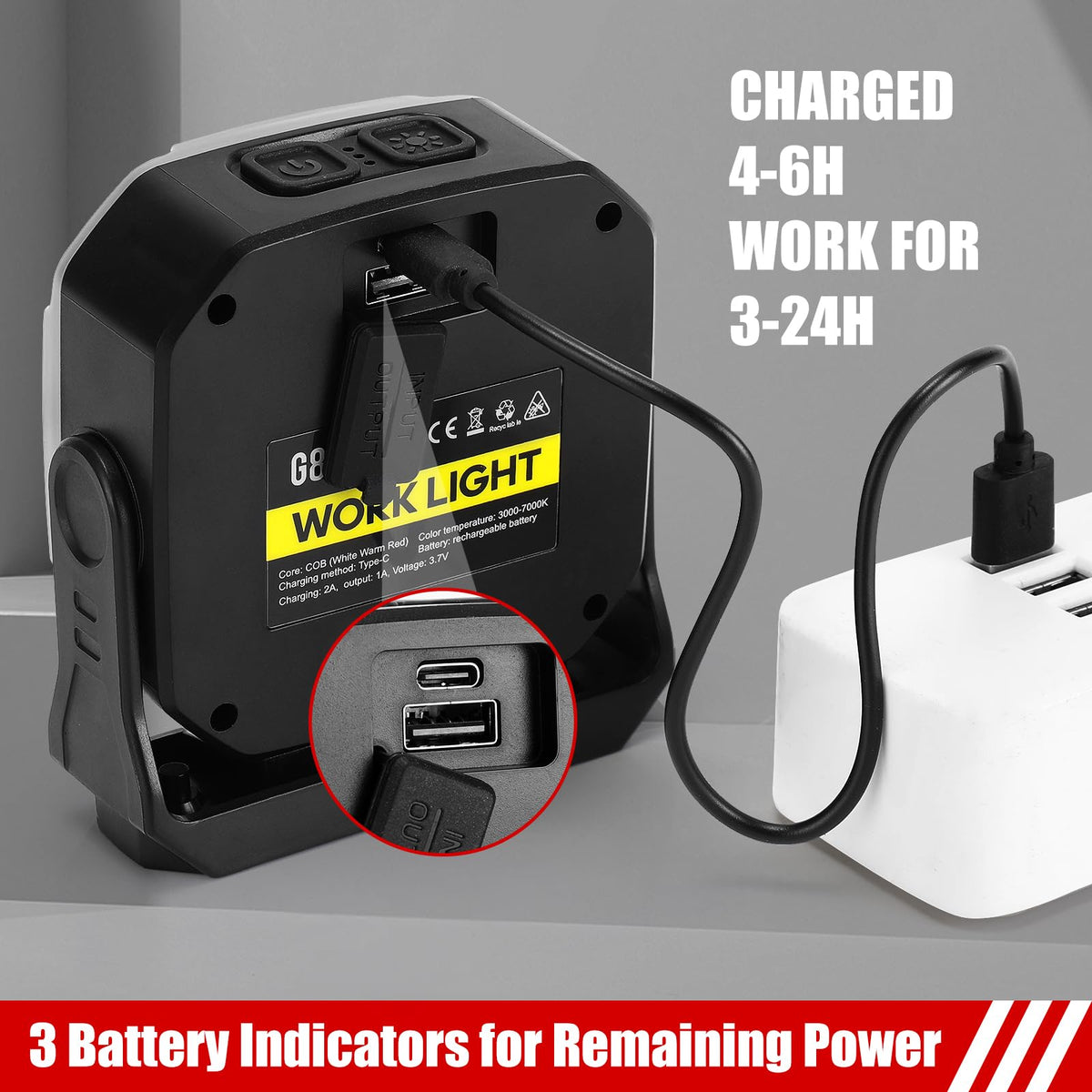 Magnetic Rechargeable Job Site Light with Hook G108