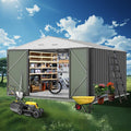12X10FT Metal Storage Shed with Lockable Doors B6096