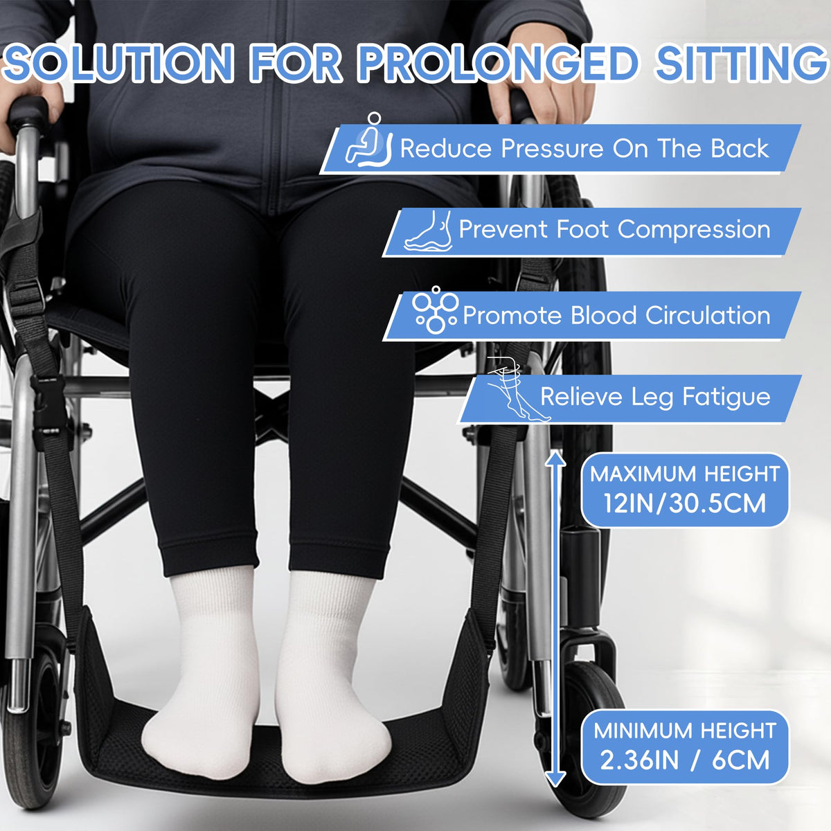Wheelchair Foot Rest with Adjustable Leg Support B7564