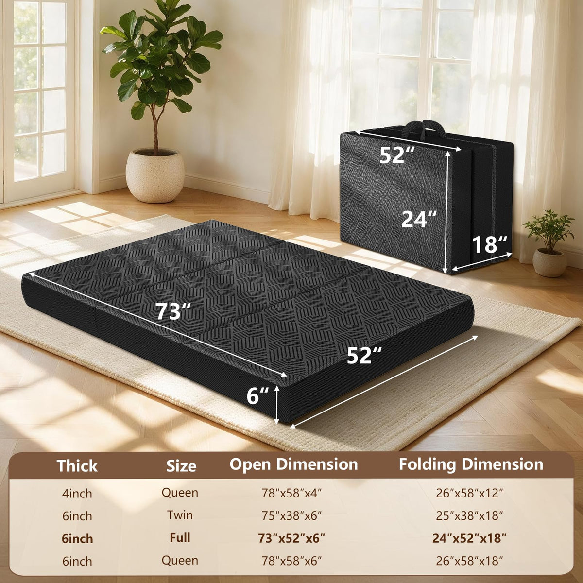 6 Inch Full Trifold Mattress S7631