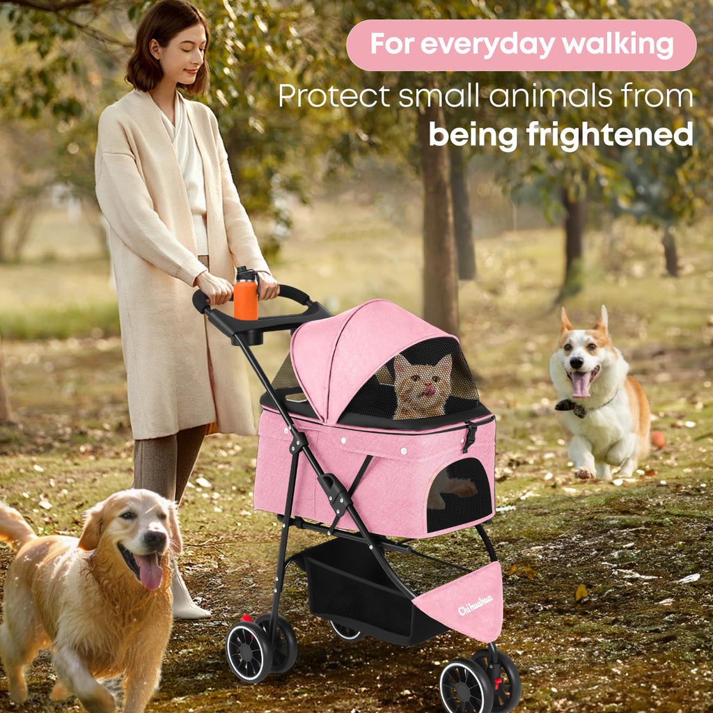 Pink 3 Wheels Pet Stroller U21498