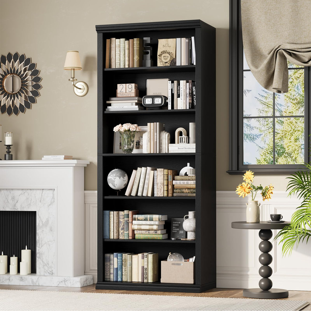 Black Tall Bookshelf B5413
