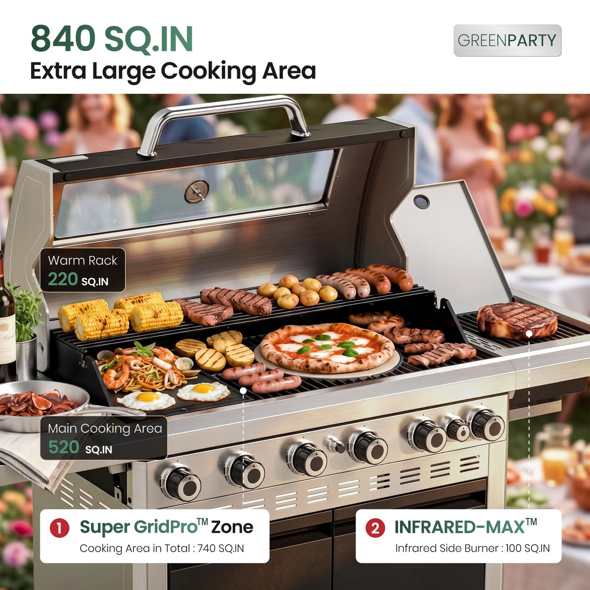 6 Burner Propane Gas Grill with Infrared Side Burner Z6745