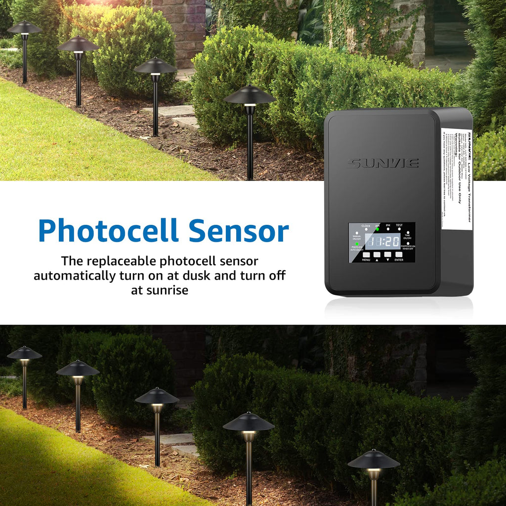 200W Low Voltage Landscape Transformer with Timer & Photocell Sensor B7849