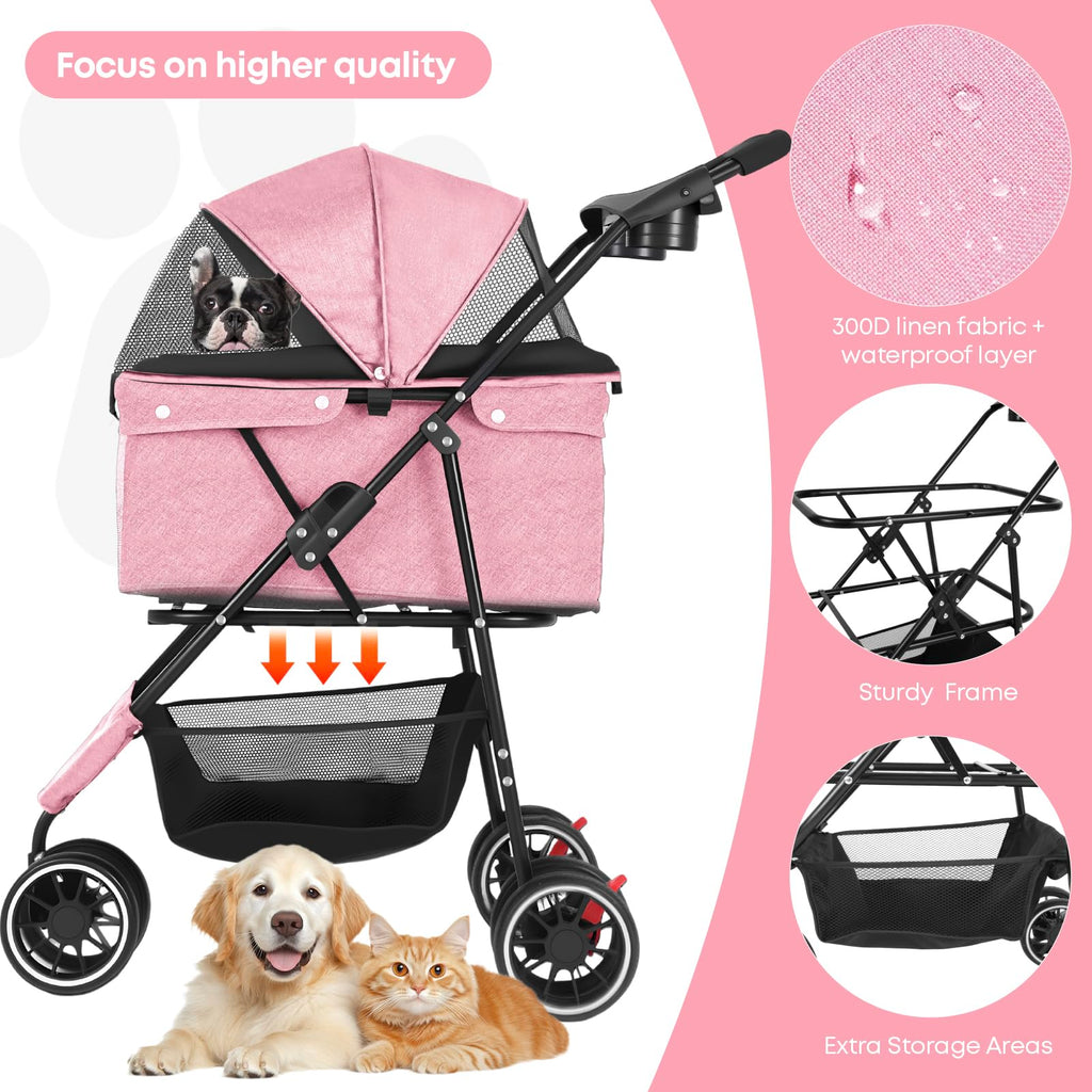 Pink 3 Wheels Pet Stroller U21498