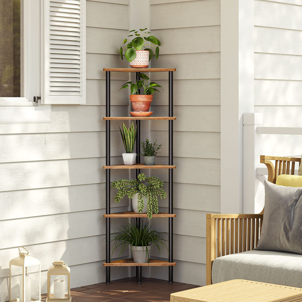 5-Tier Corner Bookshelf with Metal Frame M611