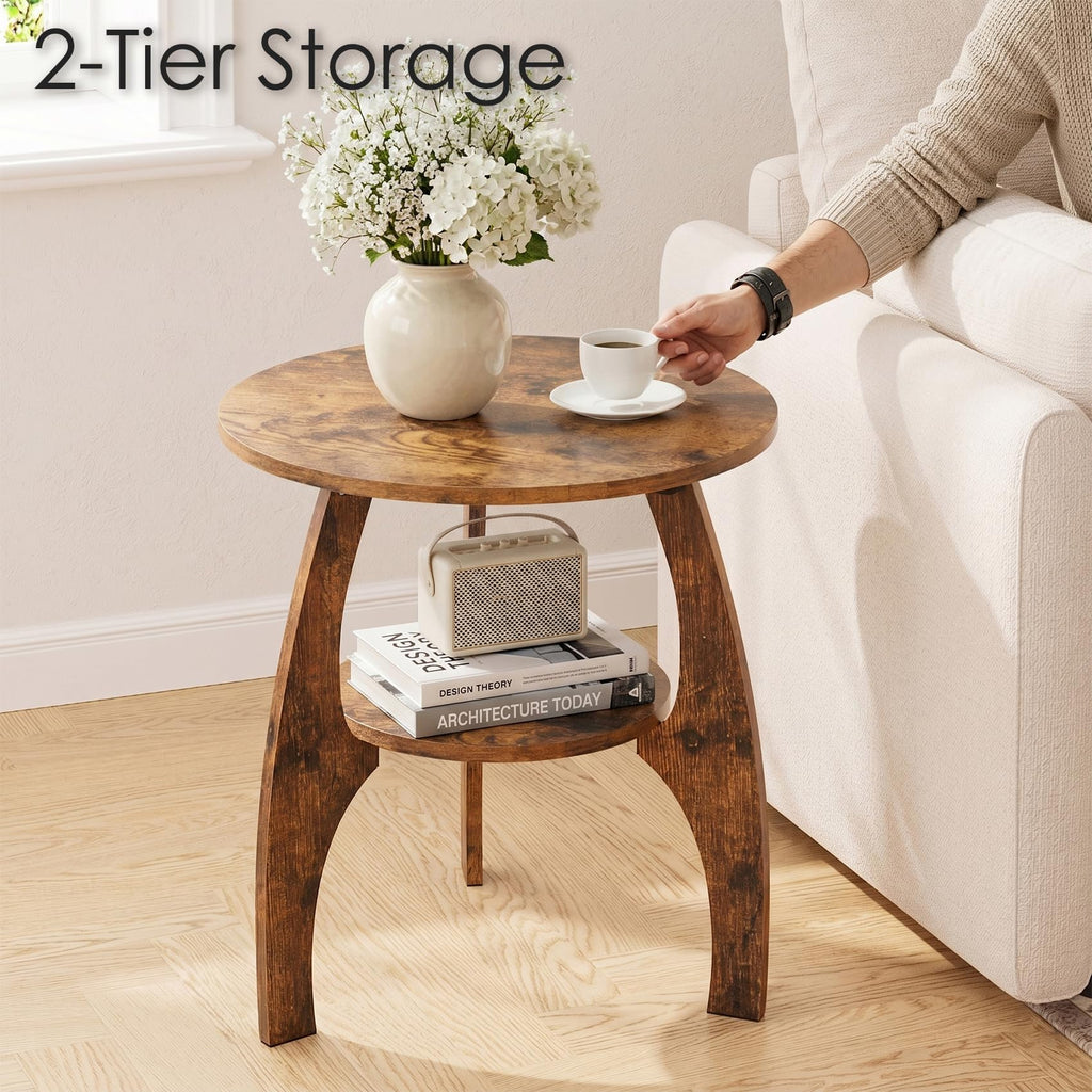 2-Tier Round Wood Side Table D9412