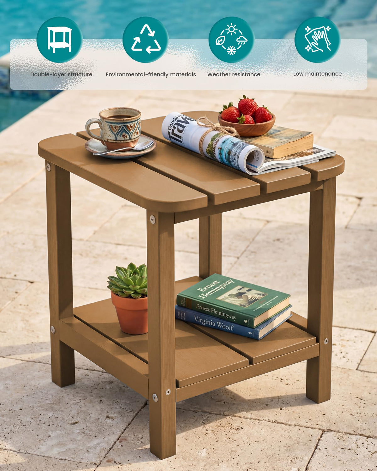 Brown Set of 2 Rectangular End Table O341202