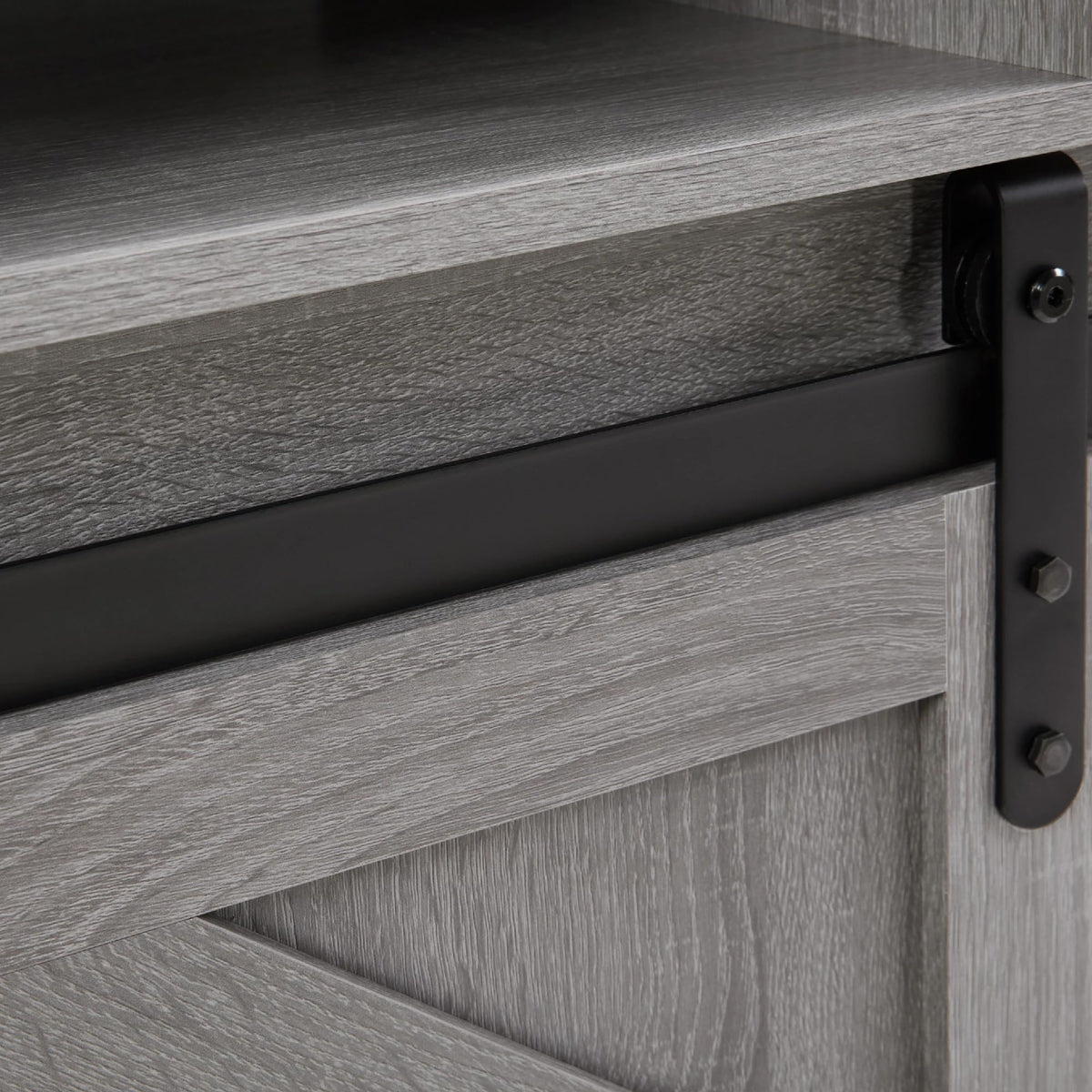 65" Grey Farmhouse TV Stand with Sliding Doors F524