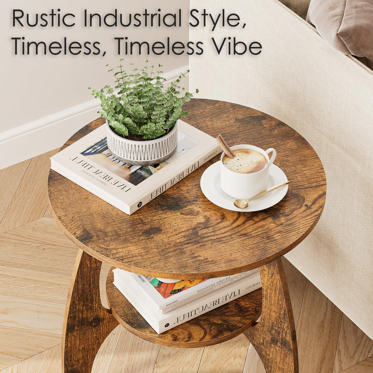 2-Tier Round Wood Side Table D9412