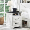 18" Antique White Nightstand with Charging Station E4857