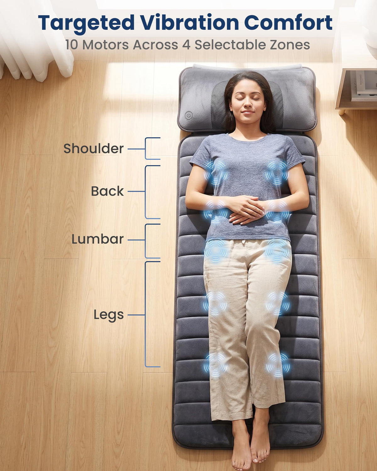Full Body Massage Mat with Detachable Shiatsu Neck Pillow I9783