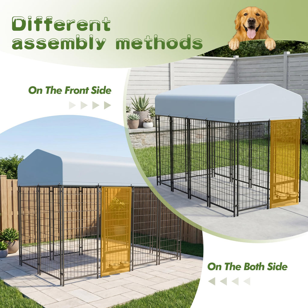 8x4x6 FT Outdoor Dog Kennel with Swivel Feeder V617