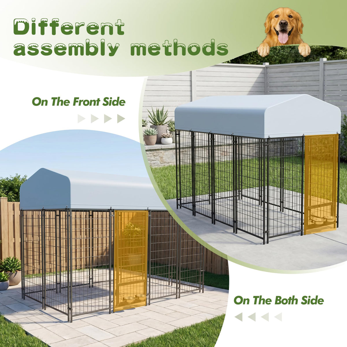 8x4x6 FT Outdoor Dog Kennel with Swivel Feeder V617