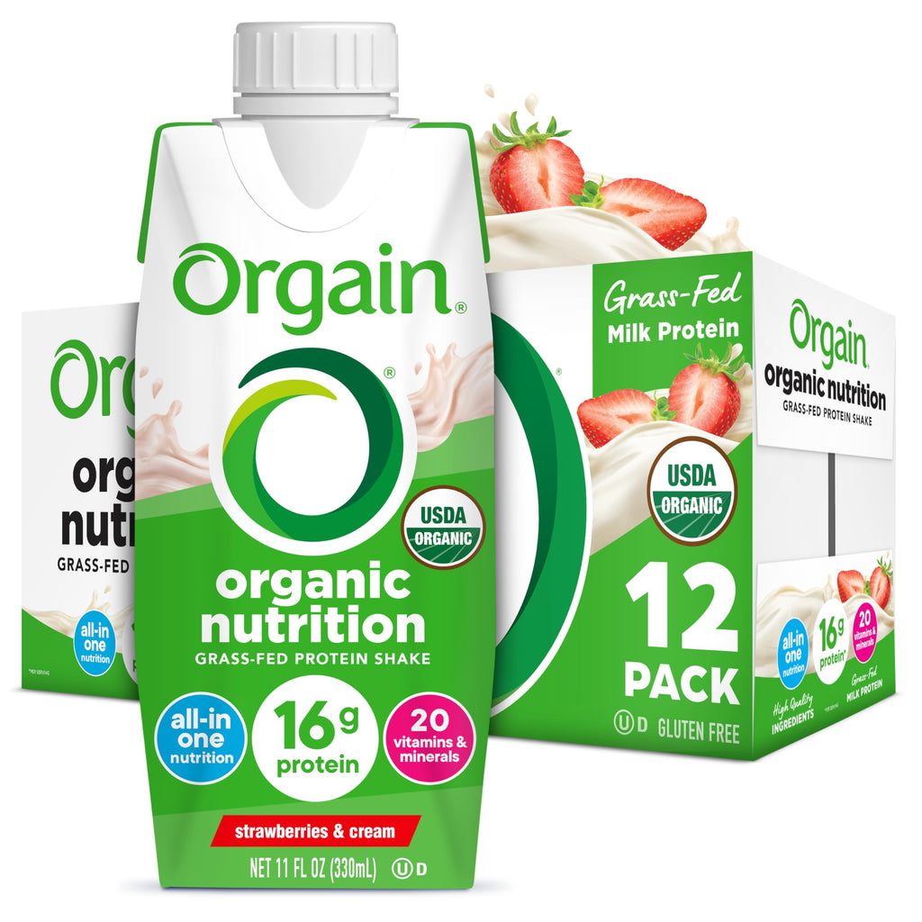 Organic Grass Fed Protein Shake, Strawberry, 11oz, 12pk A954