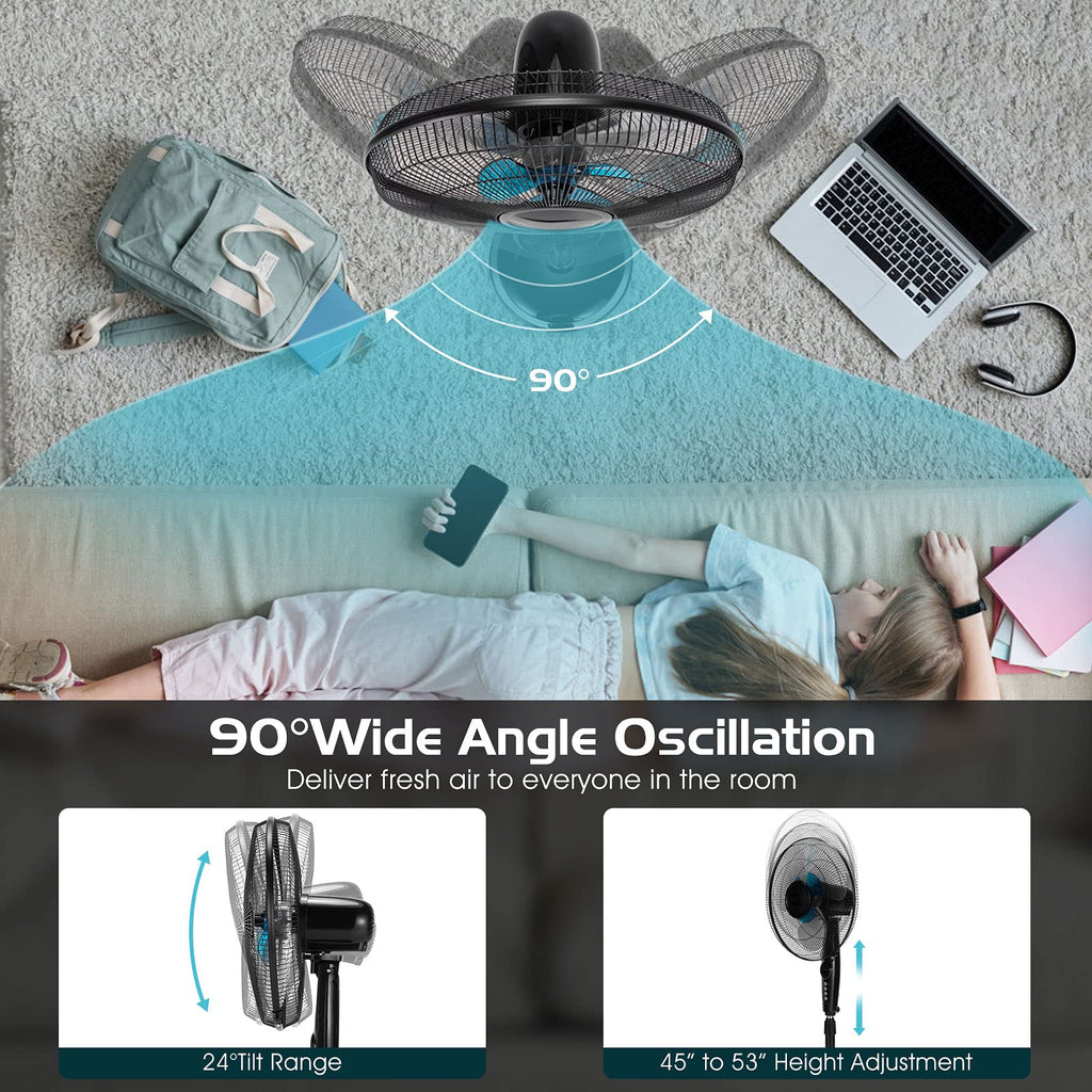 18 Inches Oscillating Pedestal Fan with Remote Control G276