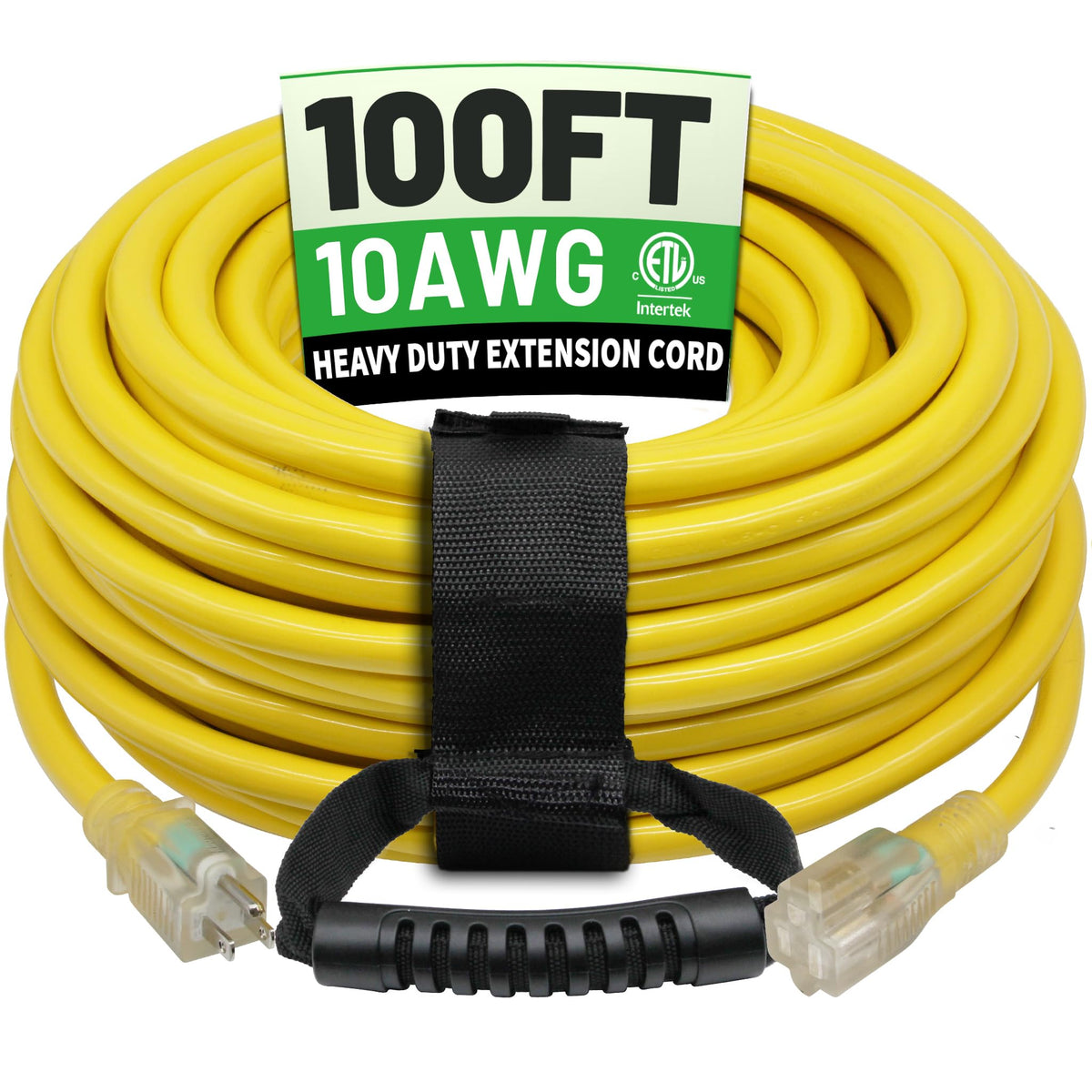 100 Ft 10AWG Outdoor Extension Cord Waterproof Heavy Duty, Black P10519