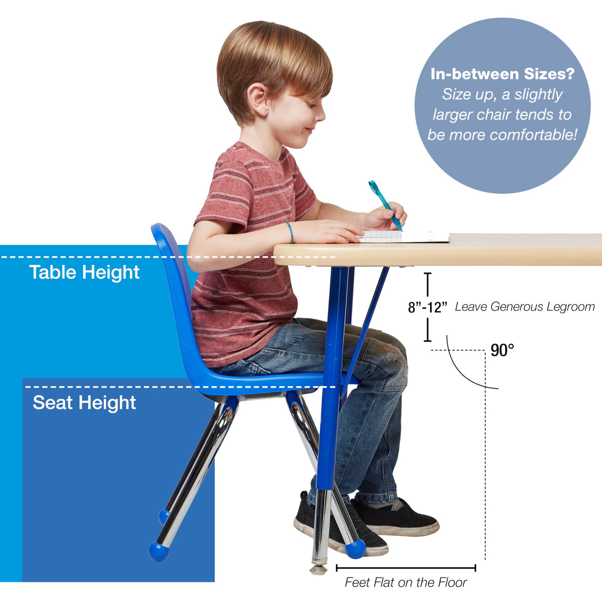 12" School Stack Chair with Ball Glides, Navy, 6-Pack A19300