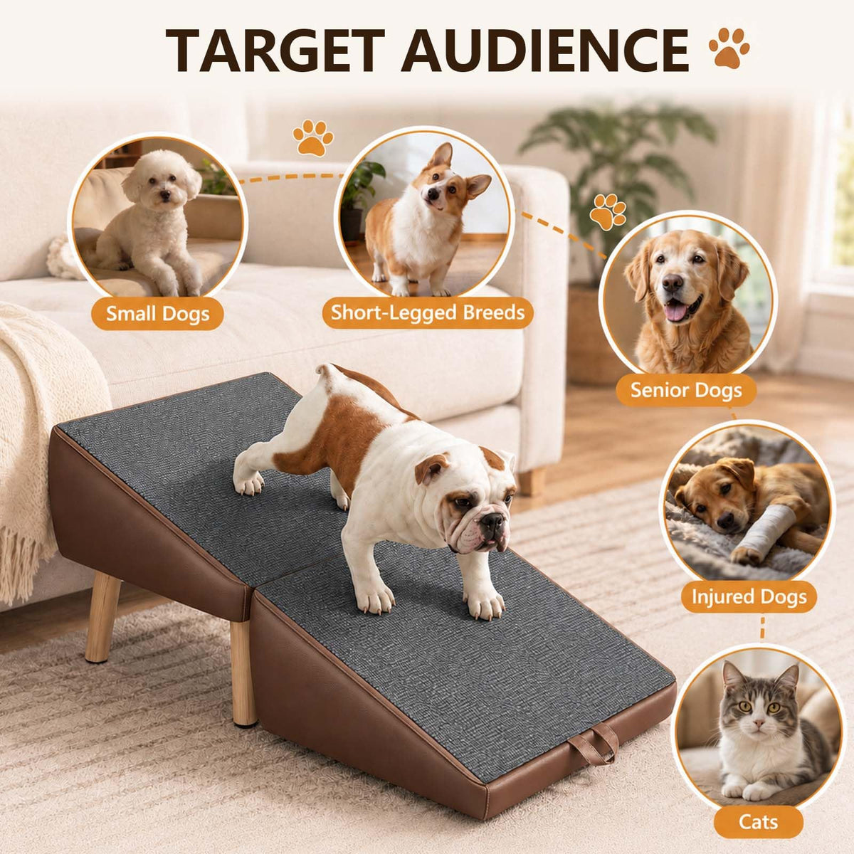 16" H Foldable Wooden Pet Stairs N228