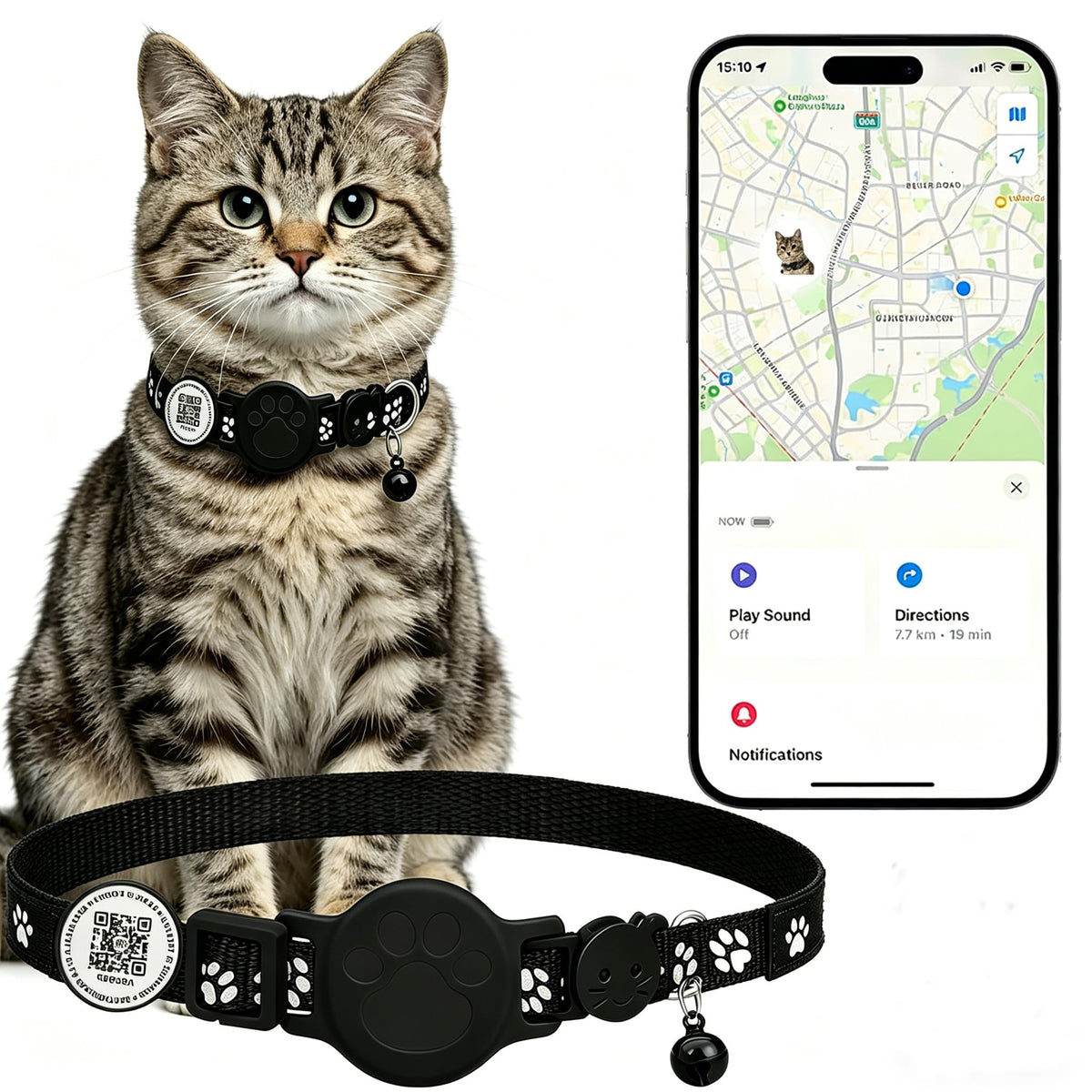 Waterproof QR Code GPS Cat Collar B203